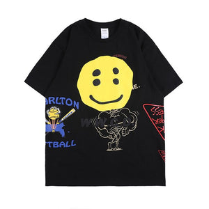 Smile Face Short Sleeve Oversized T-Shirt