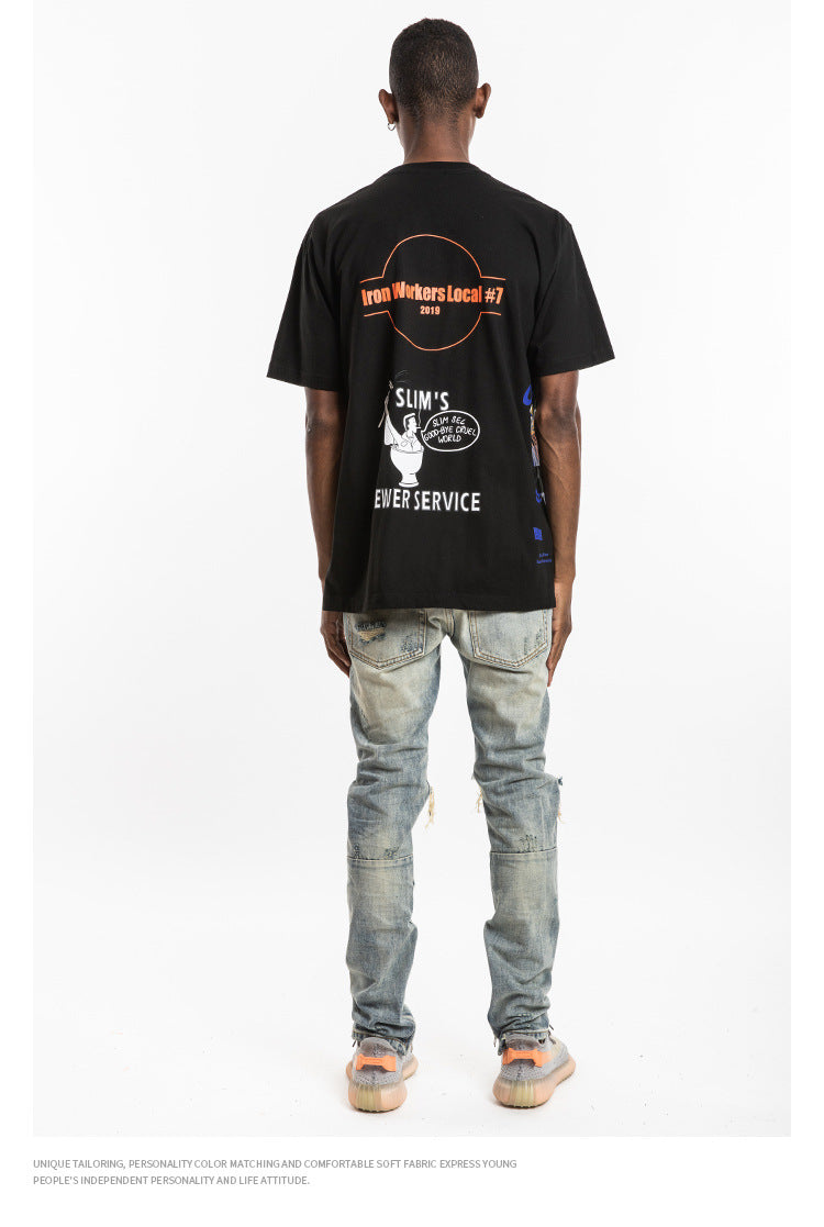 Smile Face Short Sleeve Oversized T-Shirt