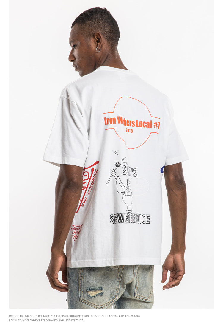 Smile Face Short Sleeve Oversized T-Shirt