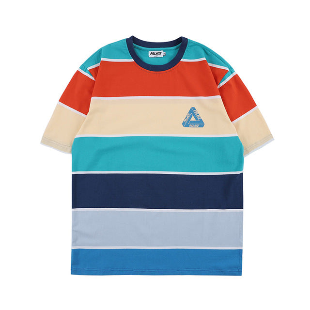Striped Rainbow Short Sleeve Oversized T-Shirt