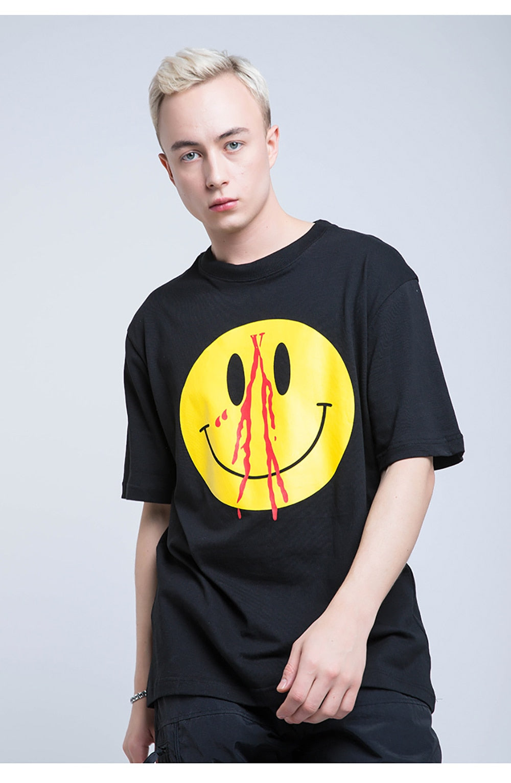 Bloody Smile Face Short Sleeve Oversized T-Shirt