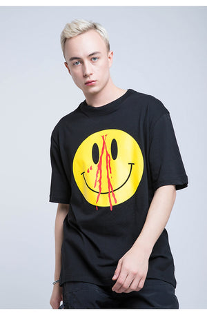 Bloody Smile Face Short Sleeve Oversized T-Shirt