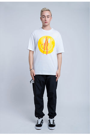 Bloody Smile Face Short Sleeve Oversized T-Shirt