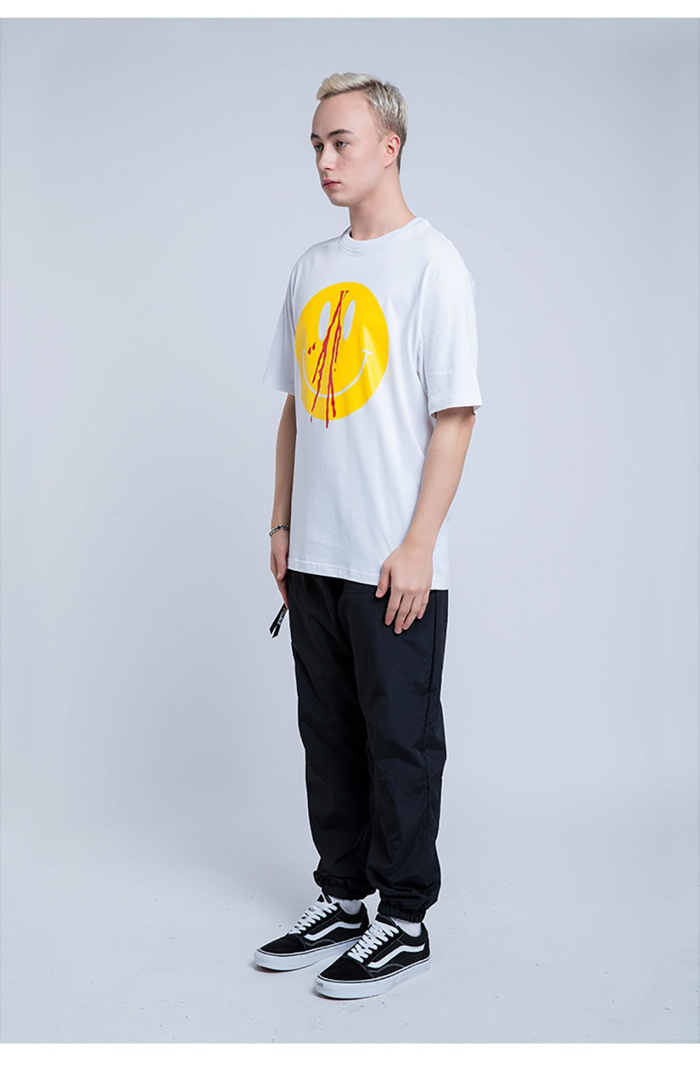 Bloody Smile Face Short Sleeve Oversized T-Shirt