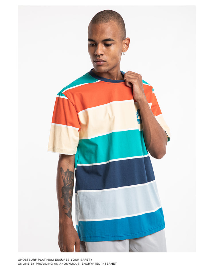 Striped Rainbow Short Sleeve Oversized T-Shirt