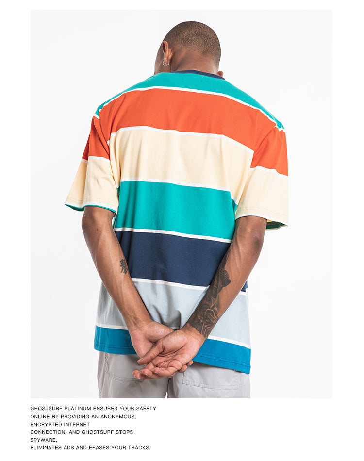 Striped Rainbow Short Sleeve Oversized T-Shirt