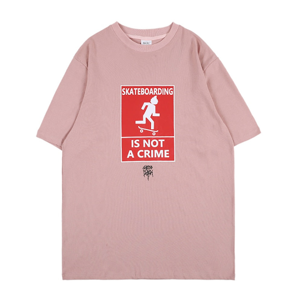 Skateboarding Is Not A Crime Short Sleeve Oversized T-Shirt