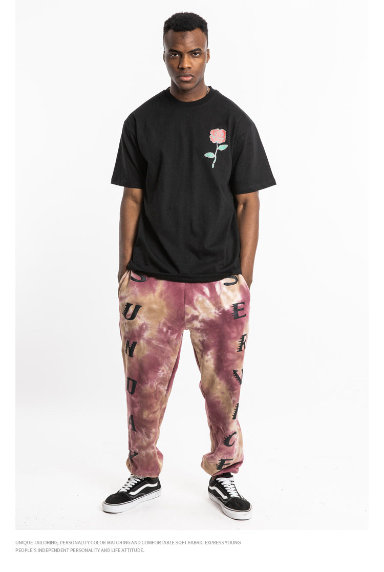 Rose and Graphics Short Sleeve Oversized T-Shirt