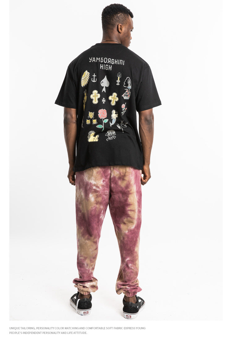 Rose and Graphics Short Sleeve Oversized T-Shirt