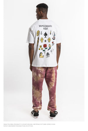 Rose and Graphics Short Sleeve Oversized T-Shirt