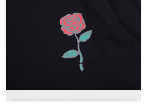 Rose and Graphics Short Sleeve Oversized T-Shirt