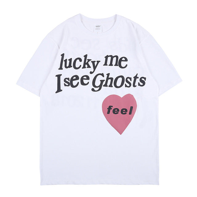 Kanye LUCKY ME I SEE GHOSTS Short Sleeve Oversized T-Shirt