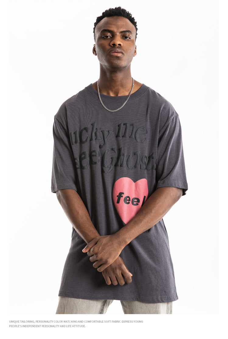 Kanye LUCKY ME I SEE GHOSTS Short Sleeve Oversized T-Shirt