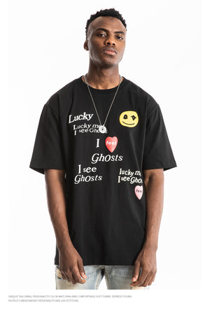 Kanye LUCKY ME I SEE GHOSTS Short Sleeve Oversized T-Shirt