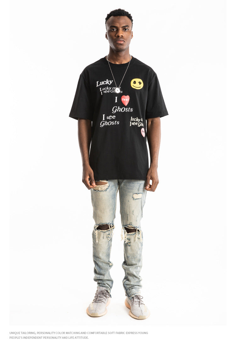 Kanye LUCKY ME I SEE GHOSTS Short Sleeve Oversized T-Shirt