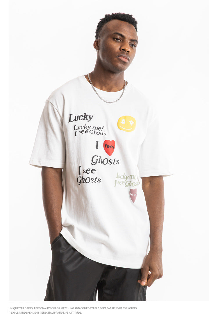 Kanye LUCKY ME I SEE GHOSTS Short Sleeve Oversized T-Shirt