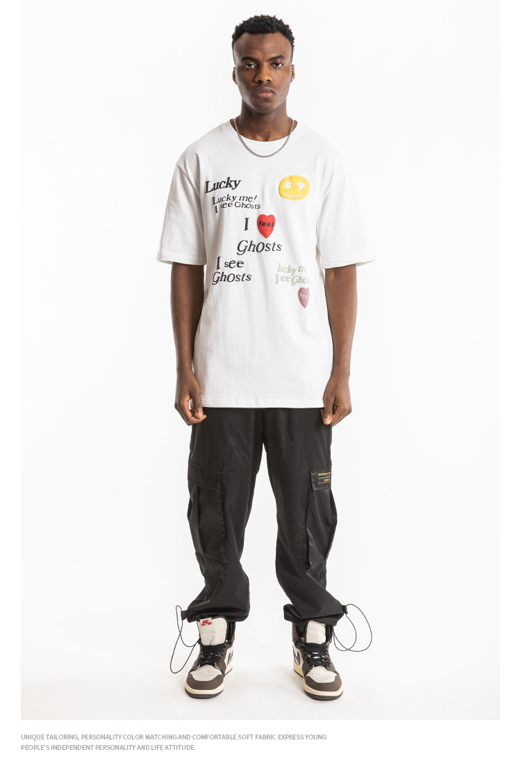 Kanye LUCKY ME I SEE GHOSTS Short Sleeve Oversized T-Shirt