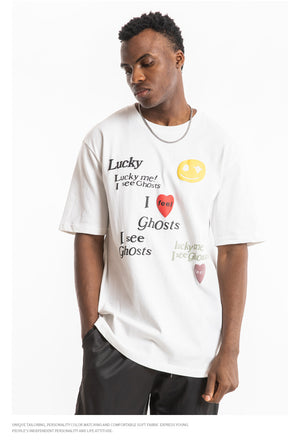 Kanye LUCKY ME I SEE GHOSTS Short Sleeve Oversized T-Shirt