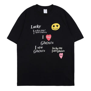 Kanye LUCKY ME I SEE GHOSTS Short Sleeve Oversized T-Shirt