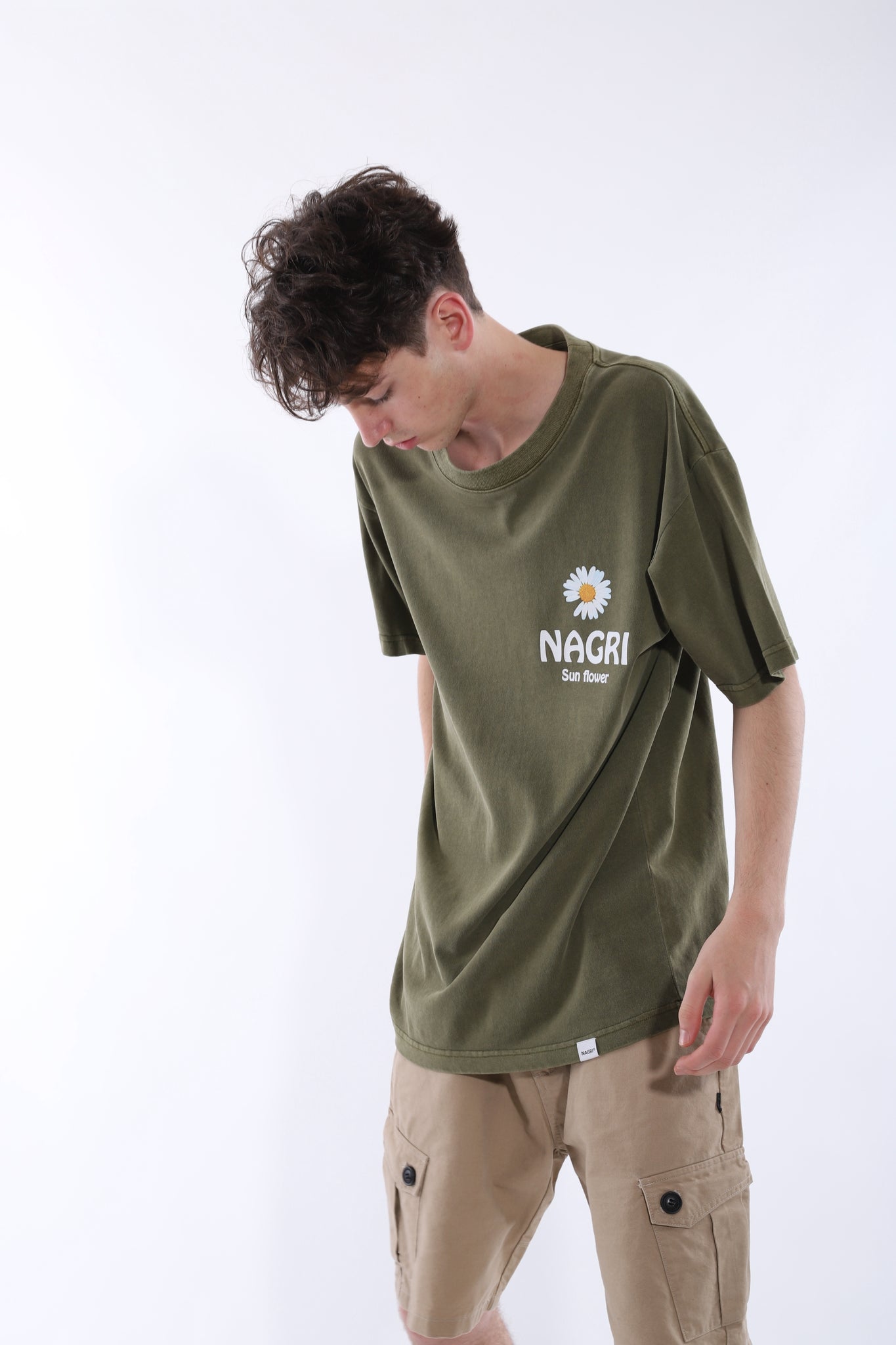 Nagri Daisy Sunflower Short Sleeve Oversized T-Shirt