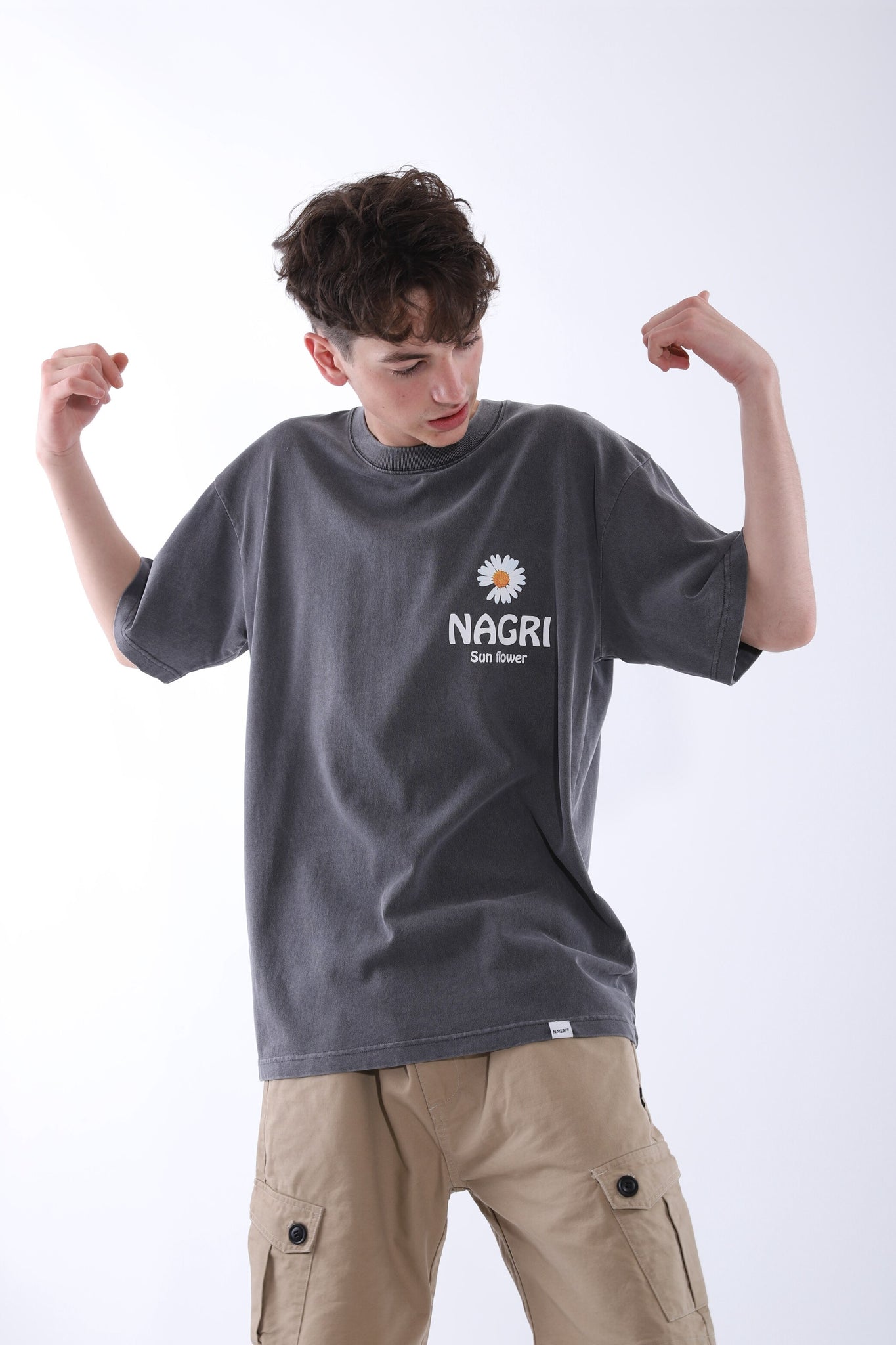 Nagri Daisy Sunflower Short Sleeve Oversized T-Shirt