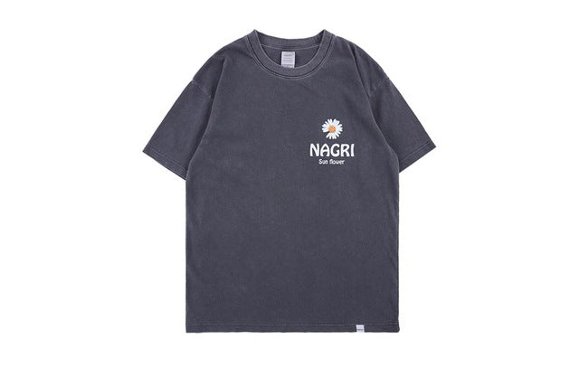 Nagri Daisy Sunflower Short Sleeve Oversized T-Shirt